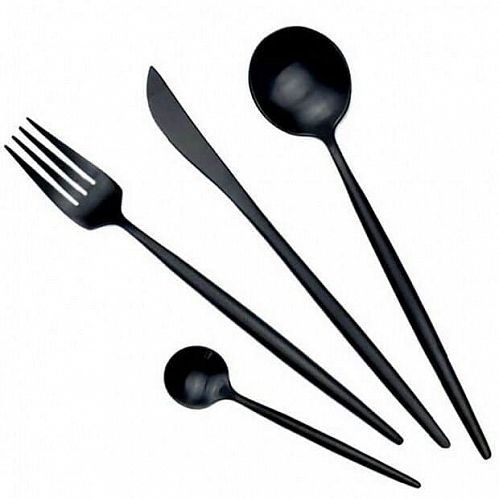 Набор столовых приборов Maison Maxx Stainless Steel Cutlery Set Black (Черный) — фото